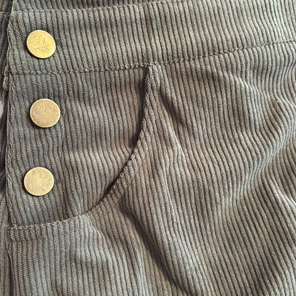 Army Green Women Corduroy Short Overalls - Picture 8 of 8